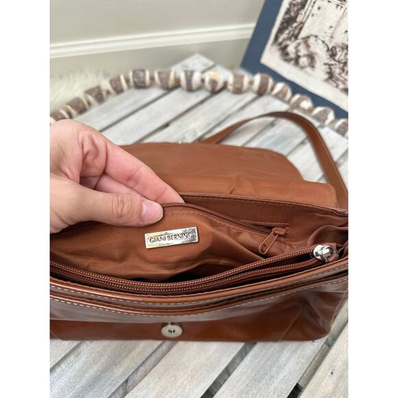 Vintage Giani Bernini Brown Leather Crossbody Purse Bag - Picture 8 of 9